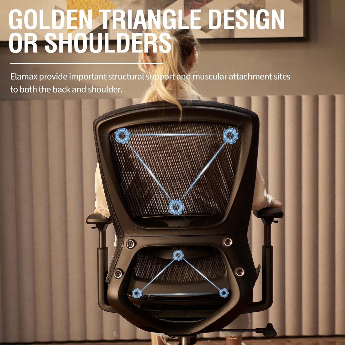 ELABEST Mesh Office Chair,Ergonomic Computer Desk Chair,Sturdy Task Chair- Adjustable Lumbar Support & Armrests,Tilt Function,Comfort Wide Seat,Swivel Home Office Chair (Black)