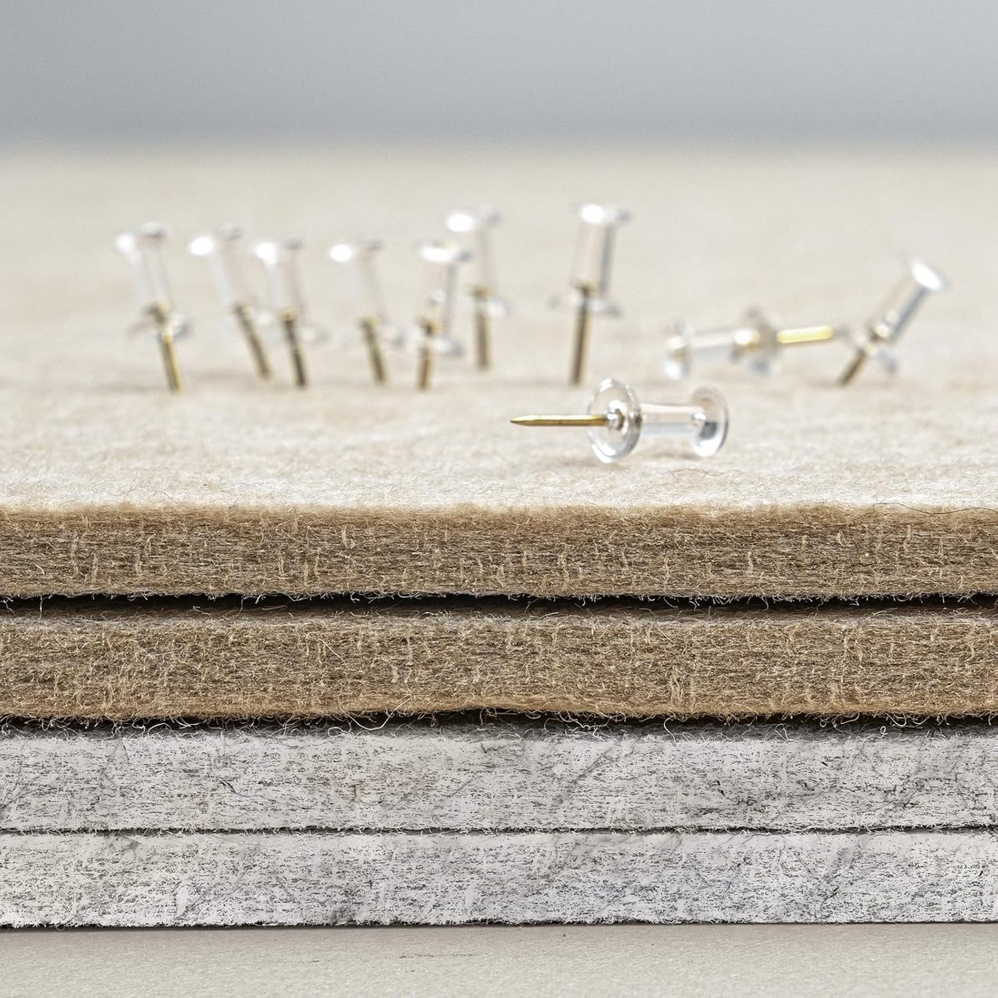 Bulletin Board, 24 x 18 Inches Felt Decorative Pin Board, Cork Alternative for Wall, Foldable Photo Self-Adhesive Vision Mood Board With 20 Pushpins - Marble White