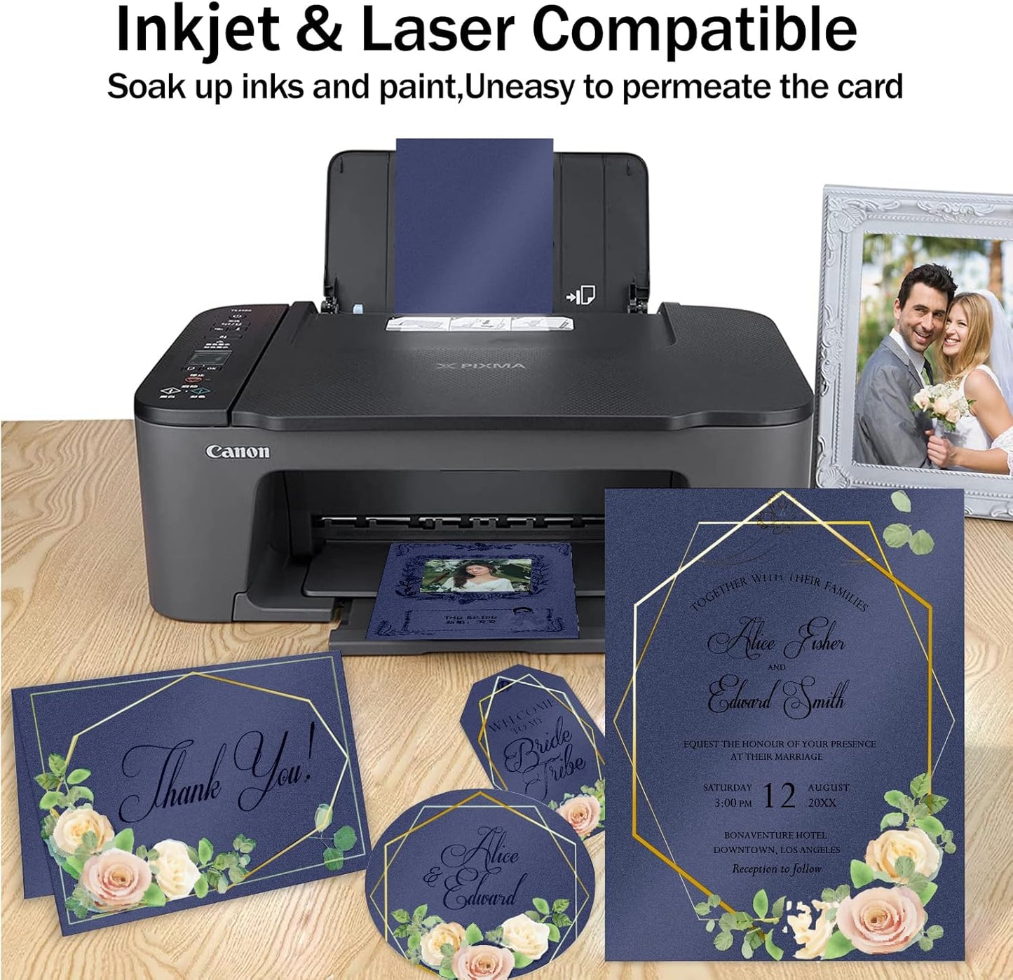 100 Sheets Navy Blue Shimmer Cardstock 8.5 x 11 Blue Paper, Goefun 80lb Card Stock Printer Paper for Christmas, Invitations, Certificates, Crafts, Wedding