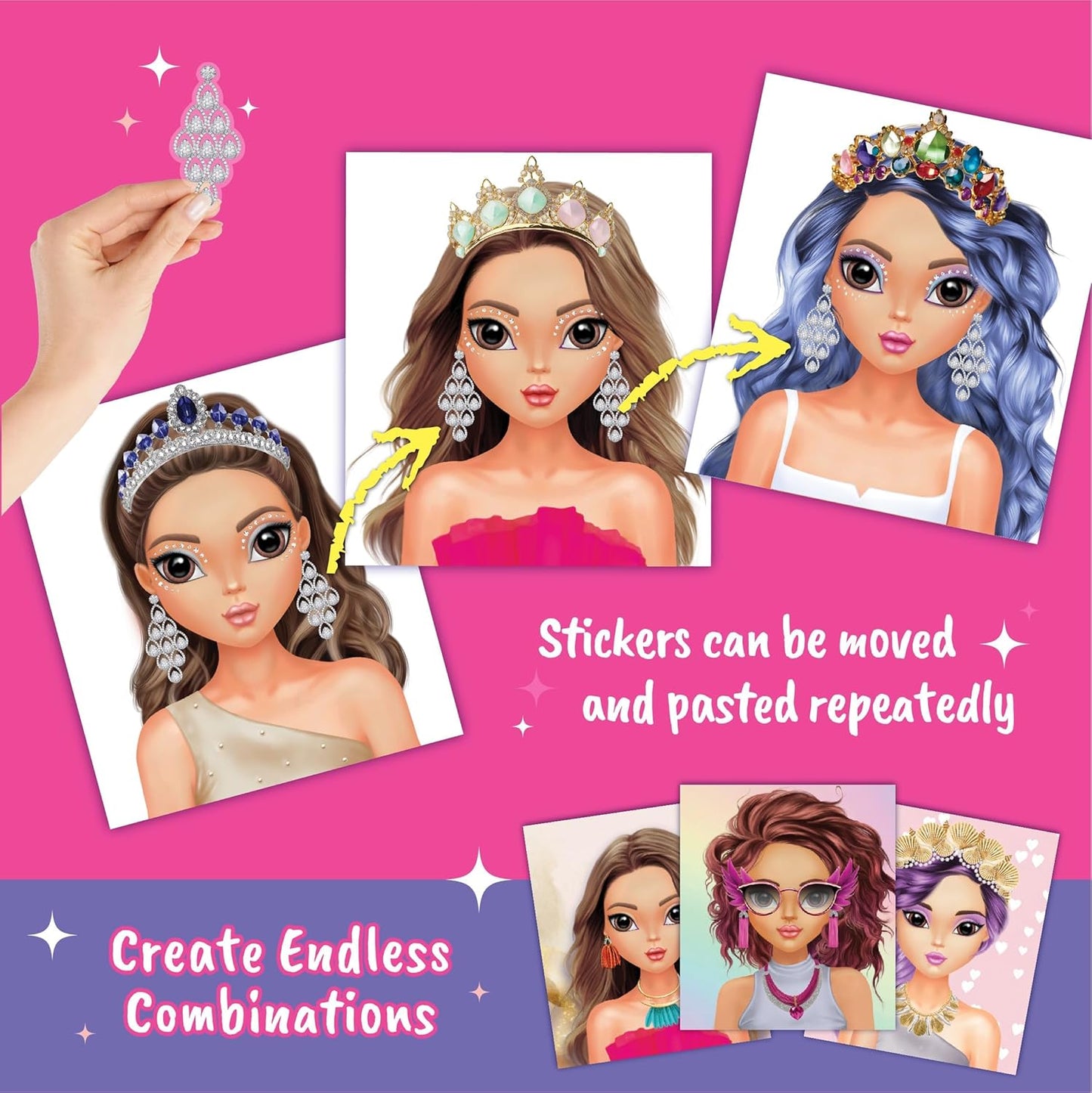 Sticker Stylish Dress up Jewelry. Sticker Activity Book for Kids. Learn Girls Fashion Design with Stickers and Guides for Kids 5 and up with 250+ Reusable Stickers. Gift for Girls