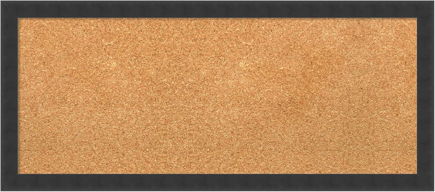 Amanti Art Natural Cork Board for Wall, 14x32 Vision Board with Black Wood Frame, Medium Corkboard Office Decor for Home Organization, Modern Contemporary Corkboard Pinboard to display items for home