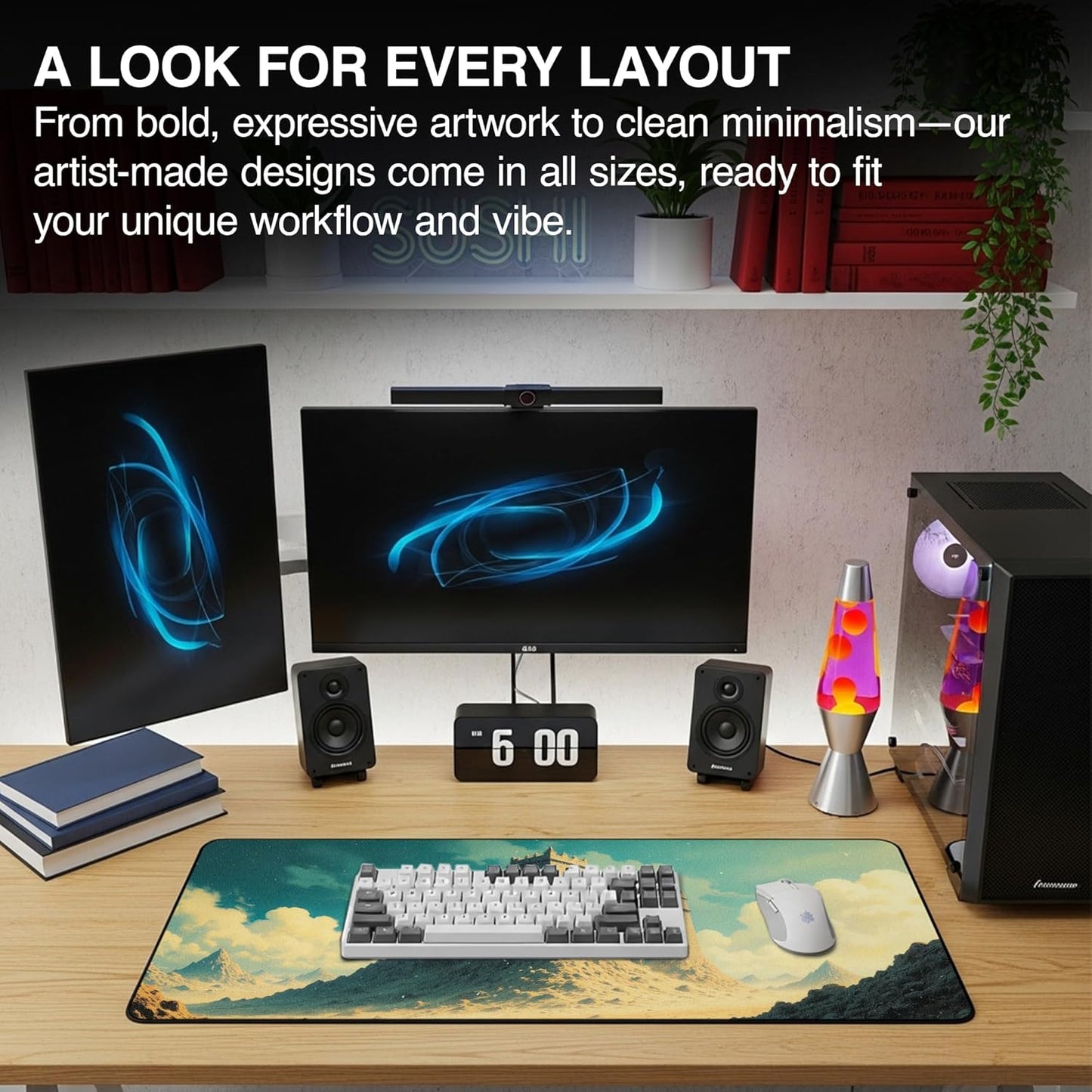 MPCO. Dark Fantasy Large Gaming Desk Pad - 36" x 17" Aeroglyde Fabric Castle of Shifting Sands Desk Mats - Non-slip, Washable, Smooth Glide for Precision Gaming & Work