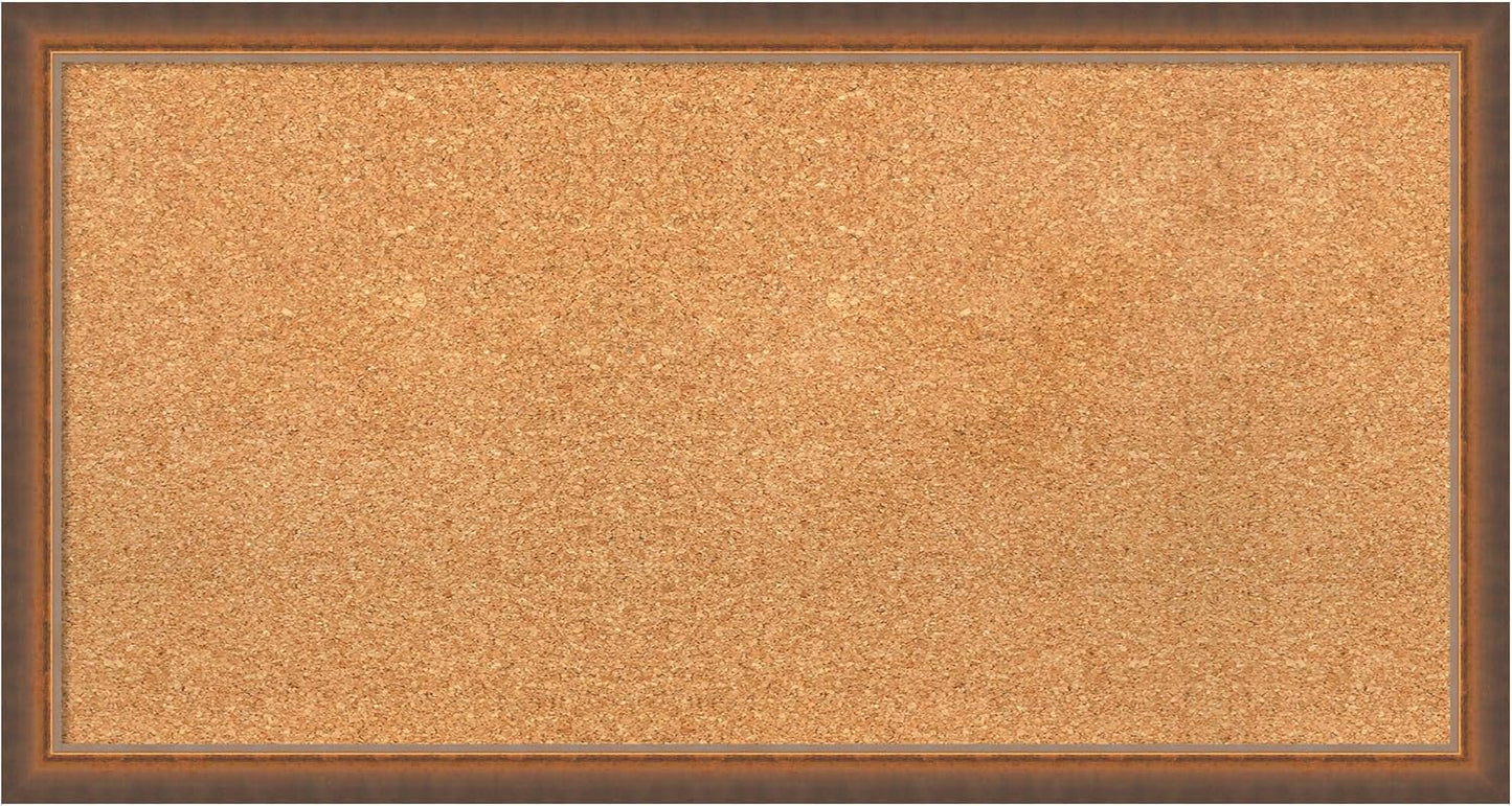 Amanti Art Natural Cork Board for Wall, 18x34 Vision Board with Bronze Frame, Medium Corkboard Office Decor for Home Organization, Modern Corkboard Pinboard to Display Items for Home Organization in