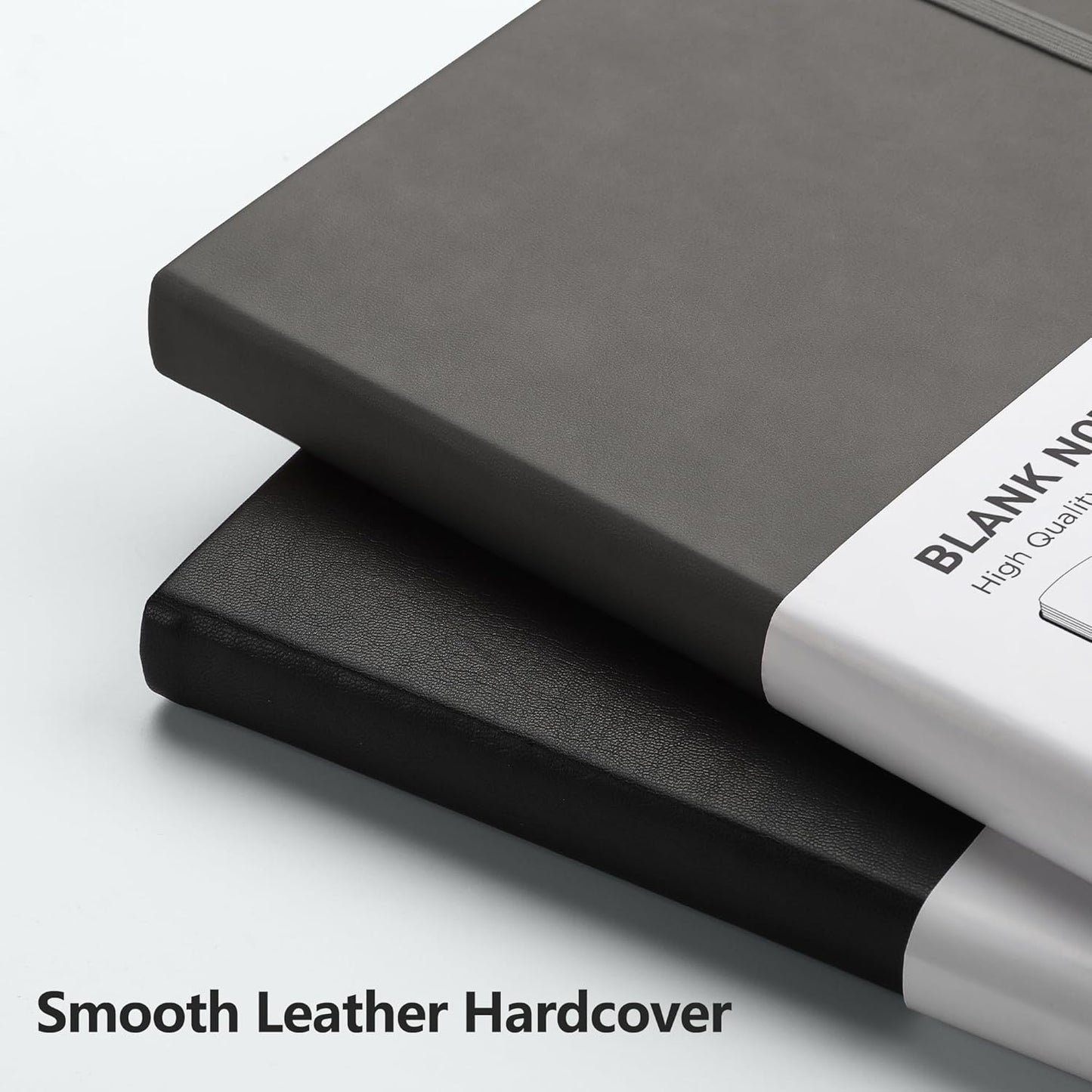 RETTACY Blank Journal Notebook, 192 Pages, A5 Medium Size (5.7'' x 8.3''), Leather Hardcover, 100 GSM Thick Paper, for Sketching, Drawing, Painting (Gray)