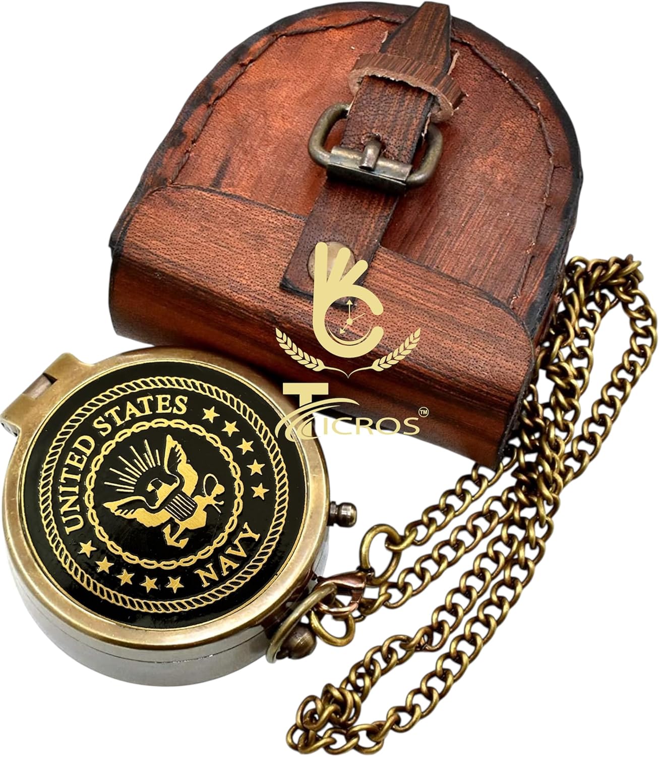 Vintage Brass Compass – Engraved Military Compass with Leather Case for Grossman, Veterans, Sailors, Men, Military Collectors – Retirement Gift,Graduation,Gift for Army Father, Jesus Said Gift Compass