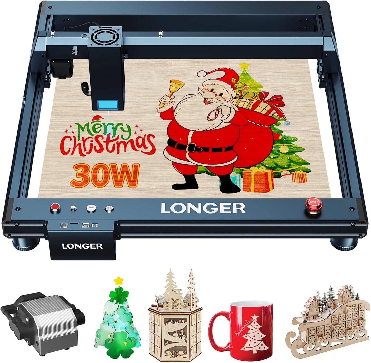 Laser Engraver 30W Laser Engraver Machine with Auto Air Assist, Speed of 36000mm/min Laser Cutting Machine and Engraving Machine for DIY Jewelry, Metal, Wood, Leathe (Working Area 17.72x17.32 inch)