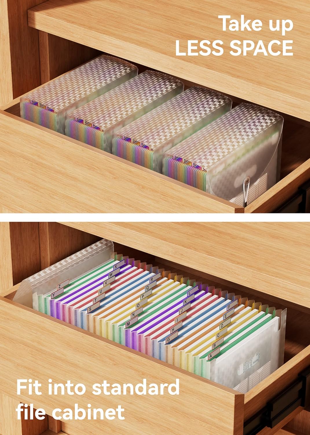 ABC life 26 Pockets Accordian File Folder Organizer Letter Size Expanding File Folder, A4 Portable Document Paper School Organizer, Expandable Multicolor Accordion Filing Folders with Labels(Green)