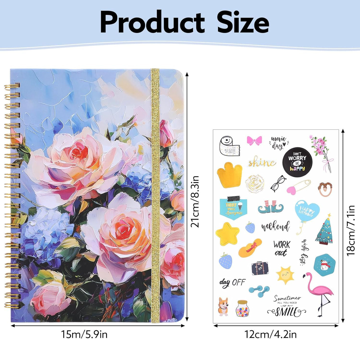 Lined Spiral Notebook, 140 Pages College Ruled Journal for Women A5 Journaling Notebooks for Work & Note Taking Perfect for Men Women Office Home School, 5.9" x 8.3"-Pink Flower