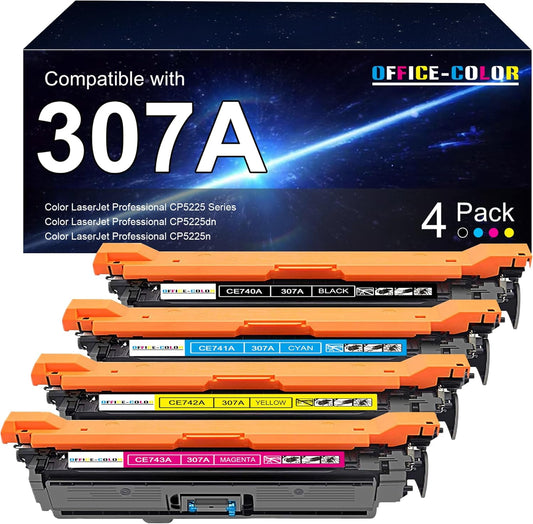 307A Toner Cartridge 4 Pack Replacement for HP 307A Works with HP Color Professional CP5225 CP5225n CP5225dn Printer Toner (Black Cyan Magenta Yellow)