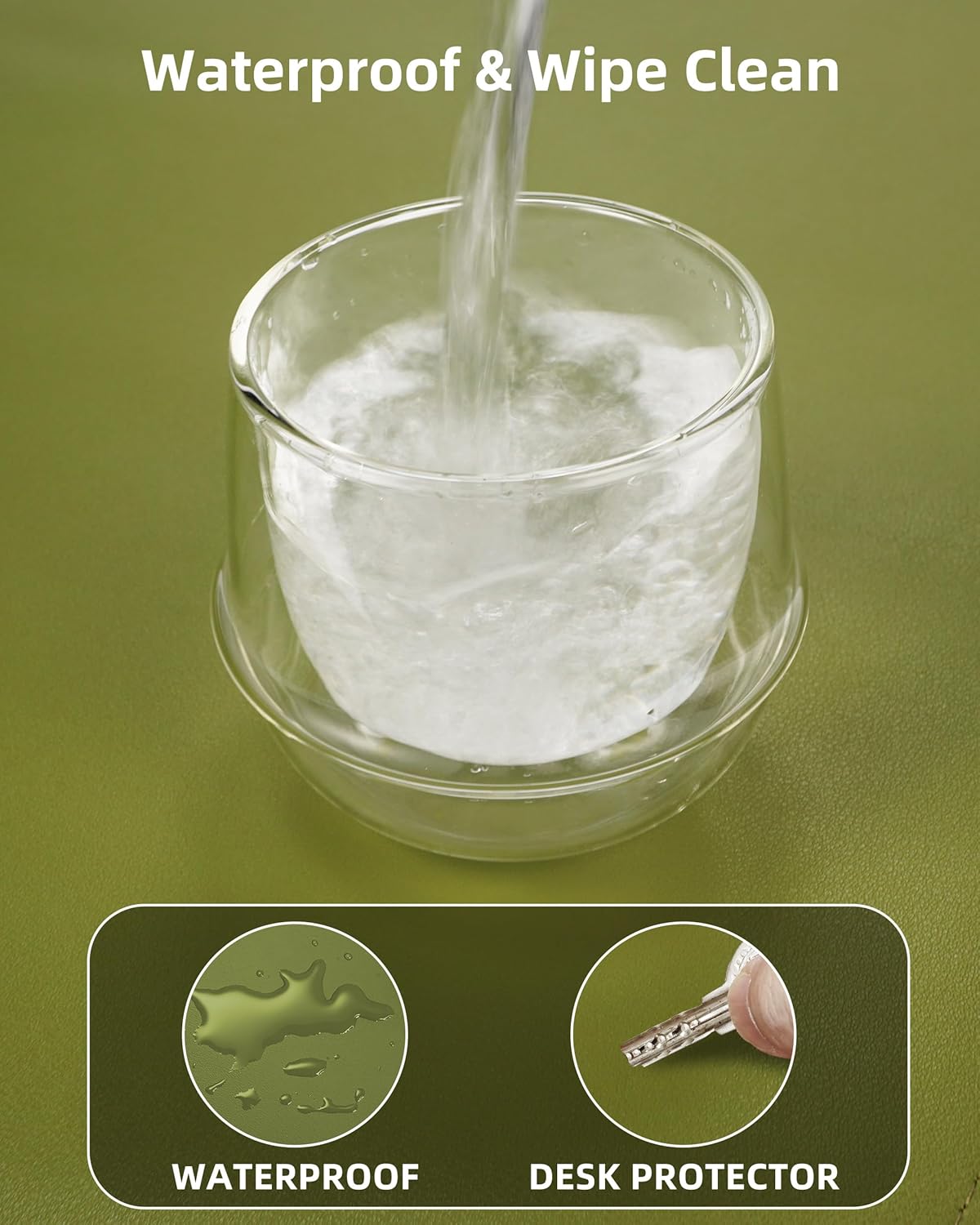 Desk Pad Mat - Leather Desk Pad Protector for Office and Home - Desk Organization and Accessories - Ideal for Large Mouse Pad and Desk Mats on Top of Desks(Green,35.4" x 17")