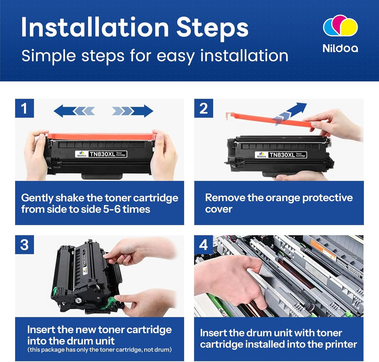 TN830XL Toner Cartridge High Yield Replacement for Brother TN830XL TN-830XL HL-L2460DW HL-L2405W MFC-L2820DW Printer, TN830XL 2PK Black