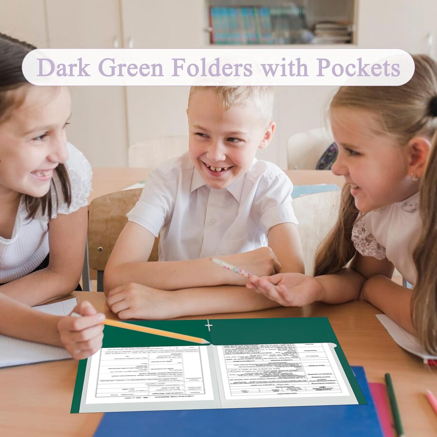 Zzrywuty File Folders with Pockets Letter Size, 50-Pack Paper Folders with Card Slot, Two Pocket Folders for School Students, Businessmen, Home and Office Workers（Dark Green）