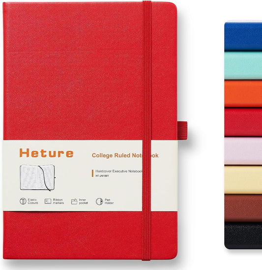 Hardcover Notebooks, A5 Lined Journals Notebook for Writing 160 Pages, 8.2 x 5.5 inch, Classic Ruled Notebooks for College/Work/Travel (Red, 1 Pack)