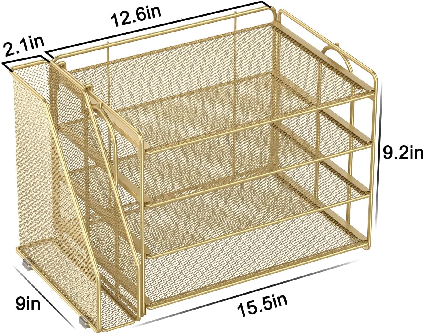 Spacrea Desk Organizers and Accessories, Paper Organizer for Desk with File Organizer, Desk Accessories & Workspace Organizers for Office Supplies (Gold)