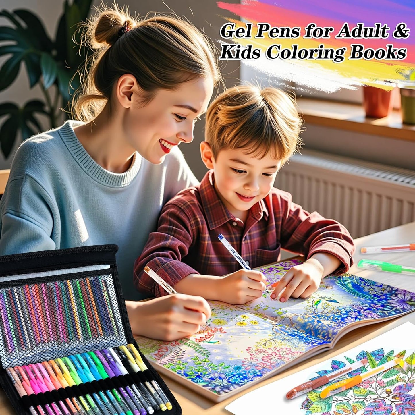 Gel Pens for Adult Coloring Books, 160 Pack Artist Colored Gel Pen with 40% More Ink, Black Case. Perfect for Kids Drawing Doodle Crafts Journaling Planner