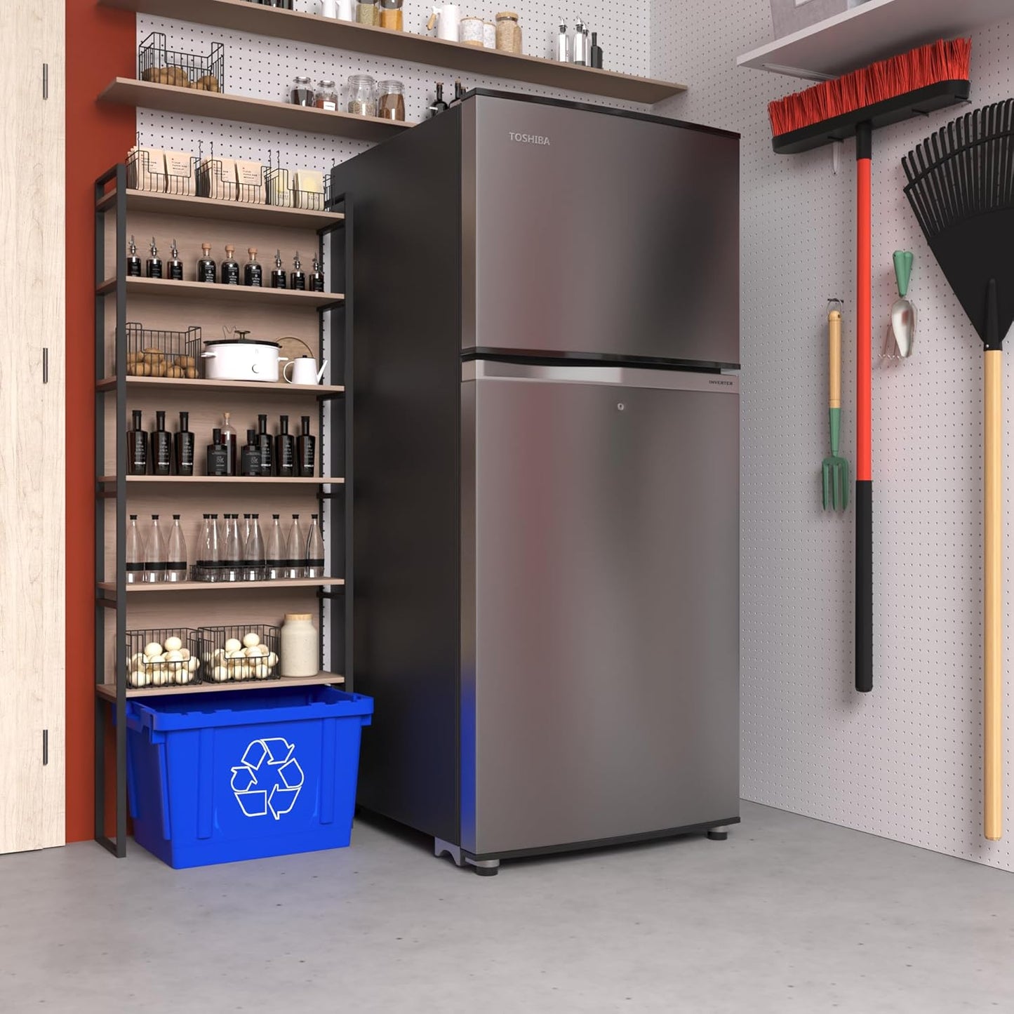 14 Gallon Rectangular Blue Recycling Bin | 4 Pack | Inside Outside Curbside | Stackable Box for Paper Plastic