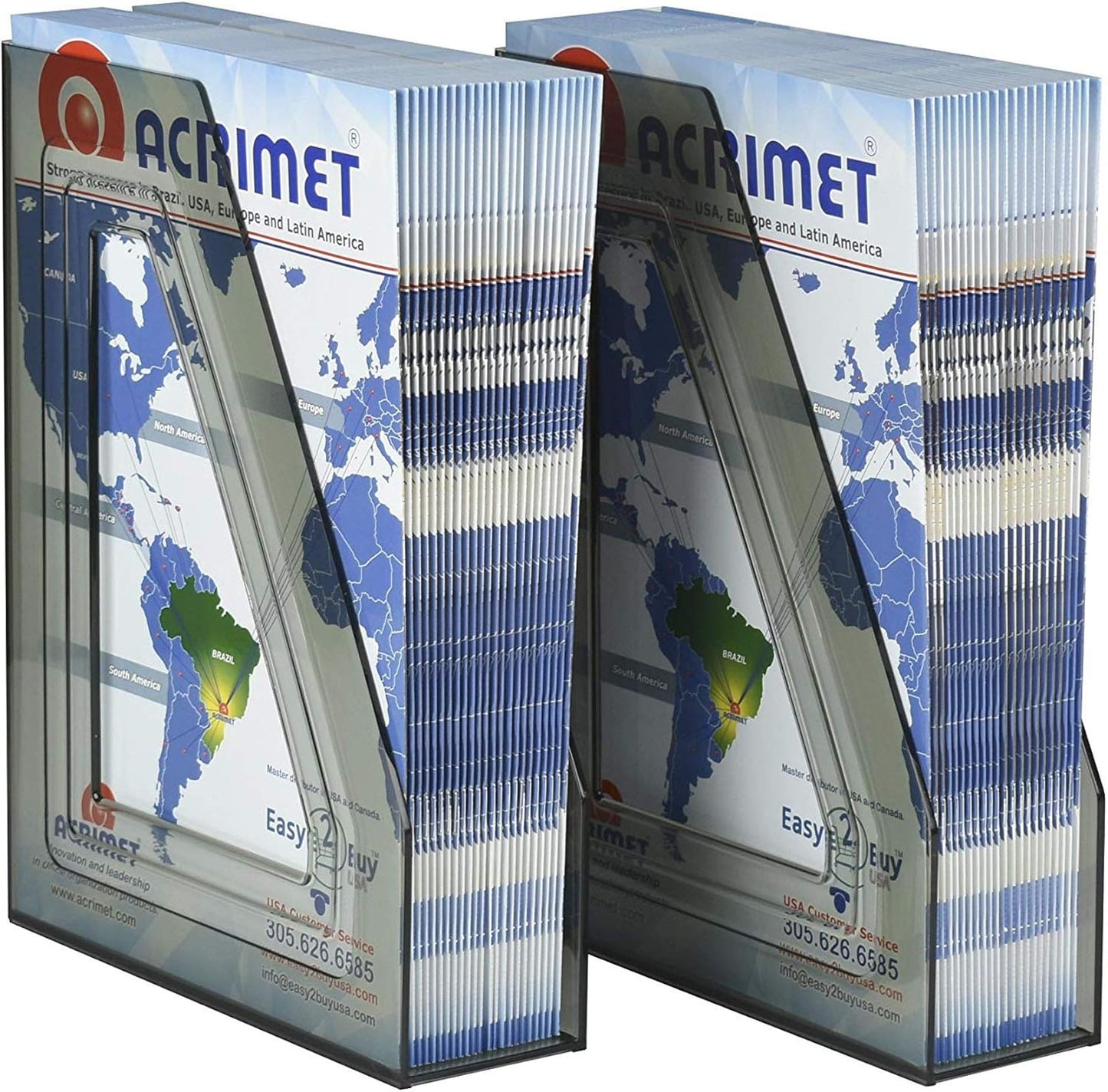 Acrimet Magazine File Holder, Durable Rack, Space-Saving Organizer (Plastic) (Smoke Color) (2 pack)