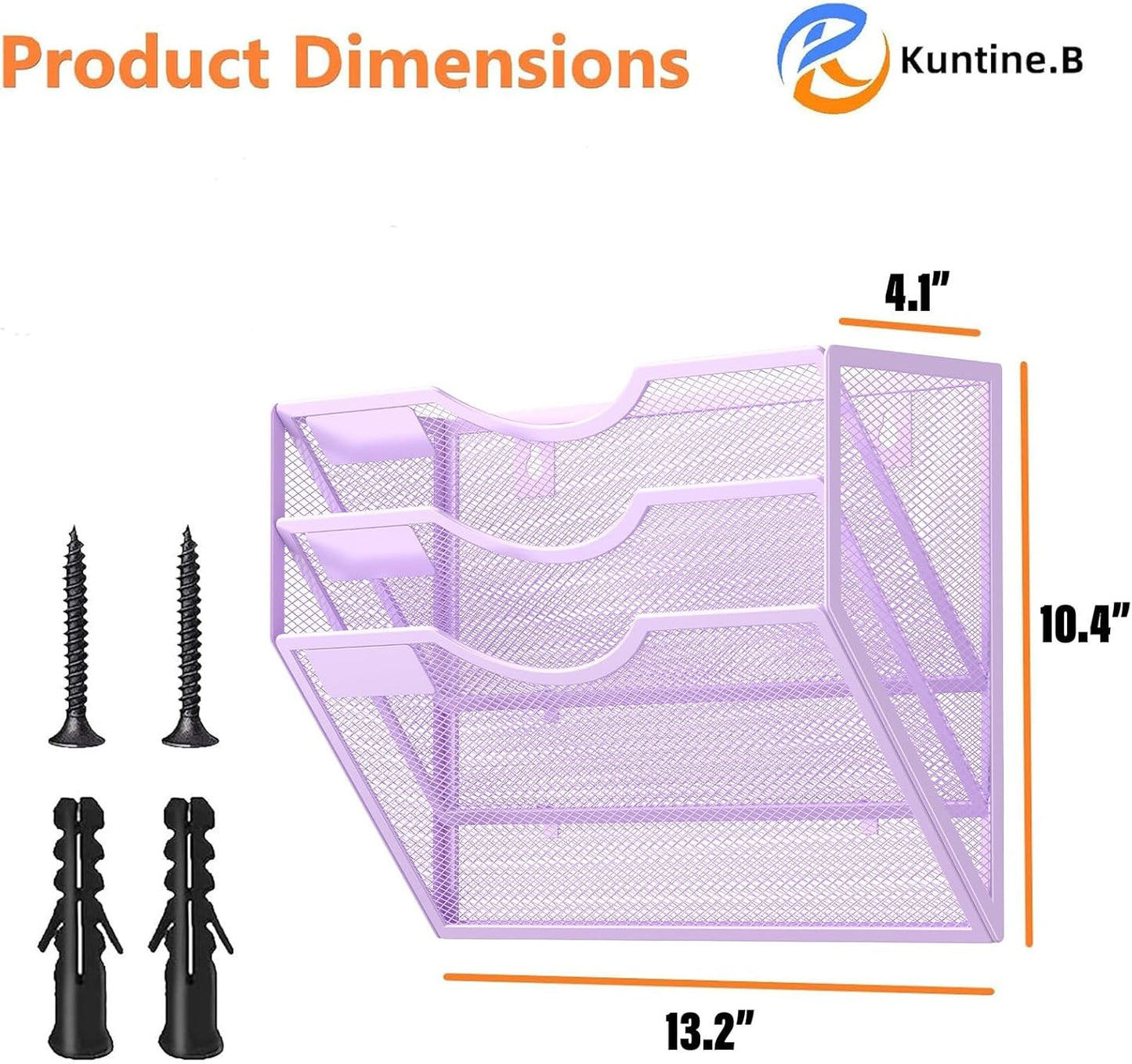 Kuntine.B 3 Pocket Wall File Holder Organizer Office Hanging Magazine Holder Wall File Organizer for Office Home (Purple, 3 Tier)