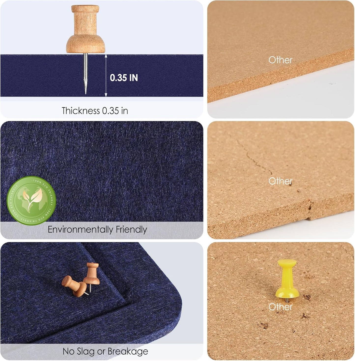 MaxGear Extra Large Bulletin Board 60" x 36", Foldable Felt Board Vision Board Supplies, Cork Board for Office, Home, School, Small Pin Boards for Walls Decorative Display Board Dark Blue