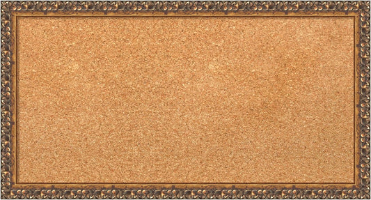 Amanti Art Natural Cork Board for Wall, 14x26 Vision Board with Bronze Frame, Small Corkboard Office Decor for Home Organization, Traditional Corkboard Pinboard to Display Items for Home Organization