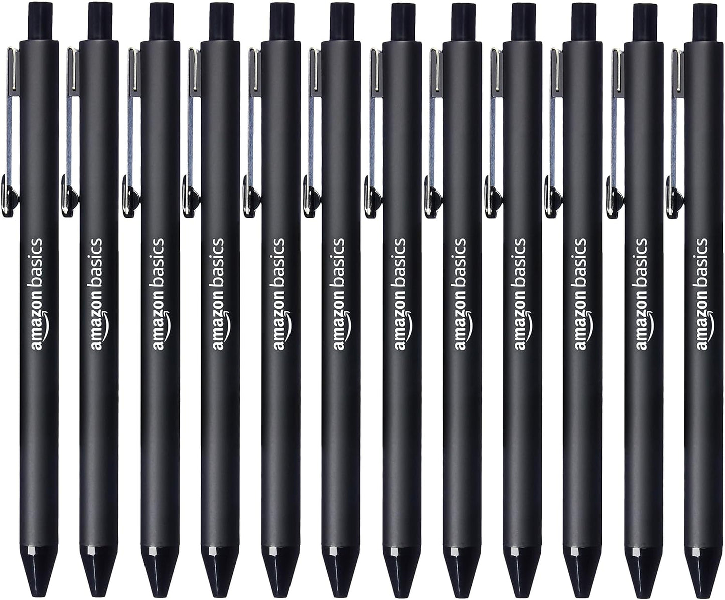 Amazon Basics Black Ballpoint Pens for Smooth Writing, Retractable, 12-Pack