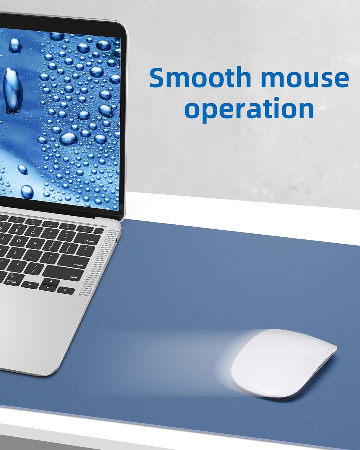 Leather Desk Pad Blotter,Mouse Pad,Office Desk Mat, Non-Slip PU Leather Desk mat,Large Desk mat,Waterproof Keyboard mat for Office/Home/Decor (Grey Blue,23.6" x 13")