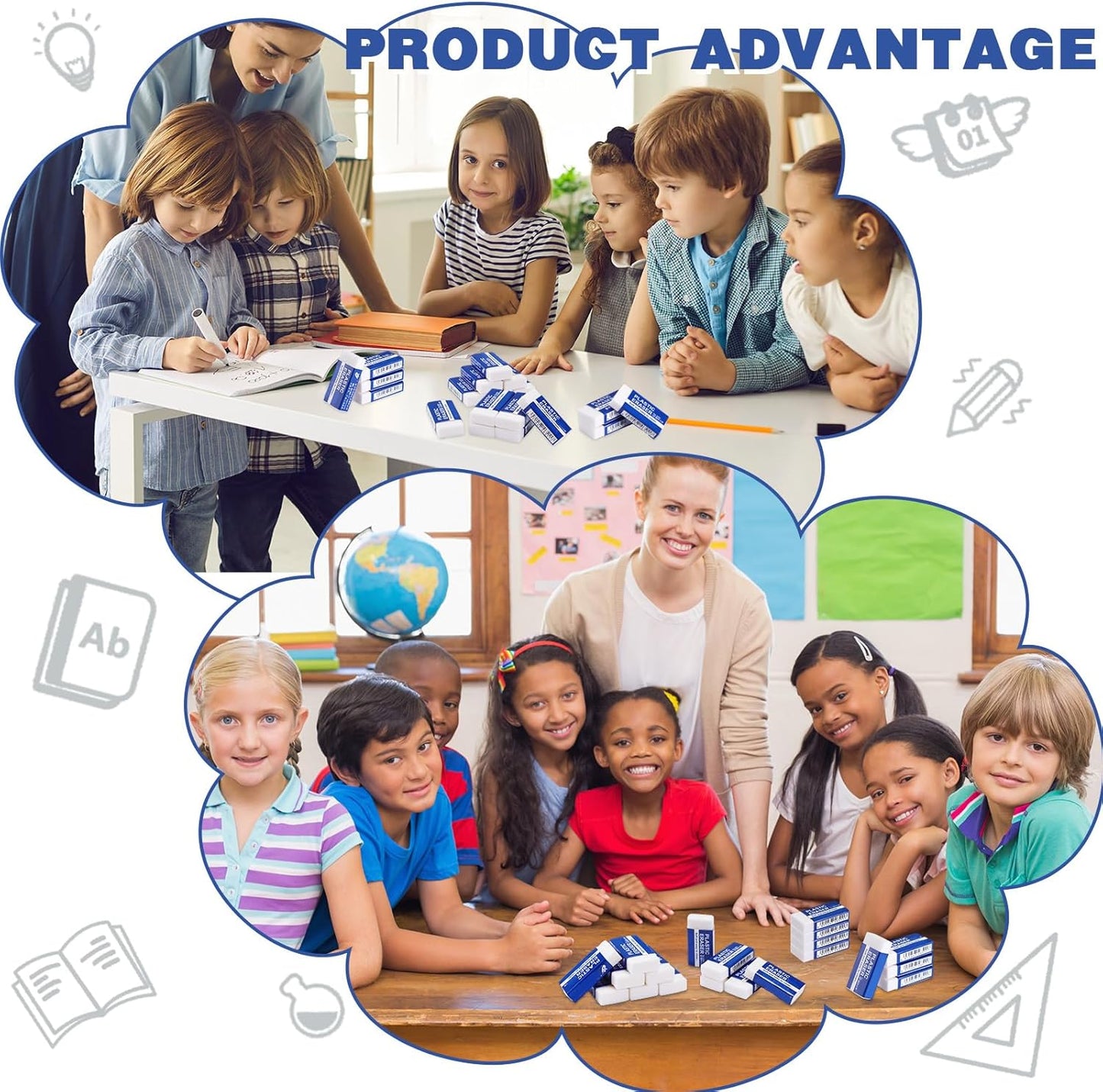 Yeaqee 500 Pcs White Pencil Erasers Bulk Soft Art Erasers School Pencil Erasers for Drawing Kids Student Artist Office Home Writing 1.57 x 0.71 x 0.31 Inch