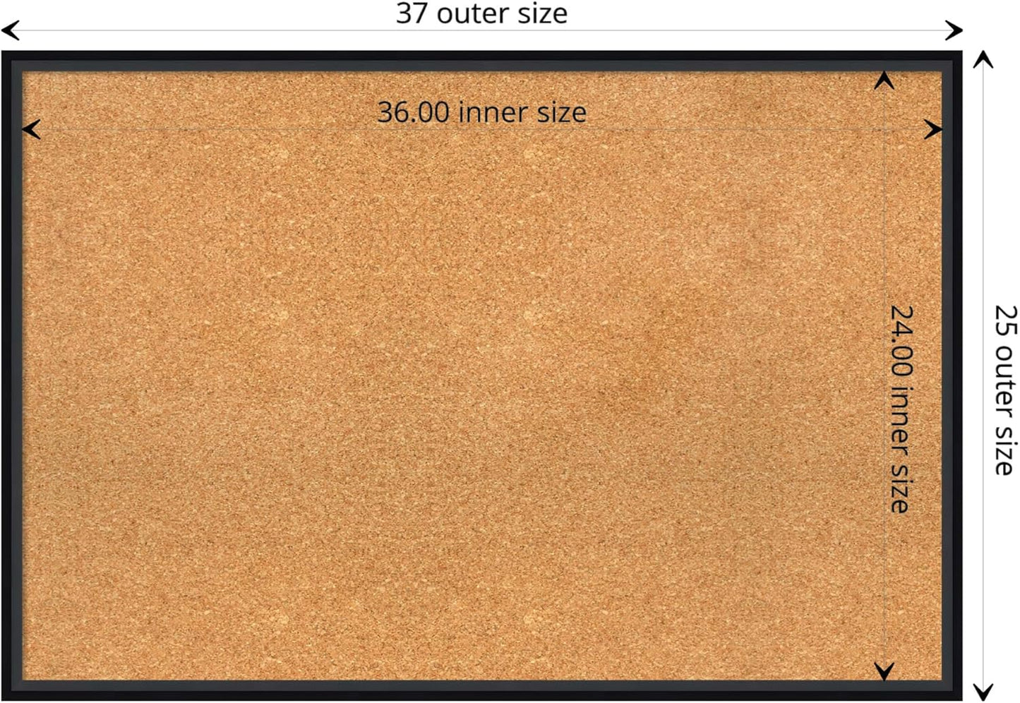 Amanti Art Natural Cork Board for Wall, 25x37 Vision Board with Black Wood Frame, Large Corkboard Office Decor for Home Organization, Modern Contemporary Corkboard Pinboard to display items for home