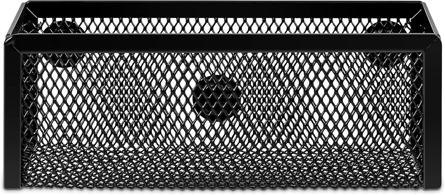 Amazon Basics Magnetic storage Bins, Office Caddy Storage, Black, Pack of 3, 6" x 2.5" x 2.2"