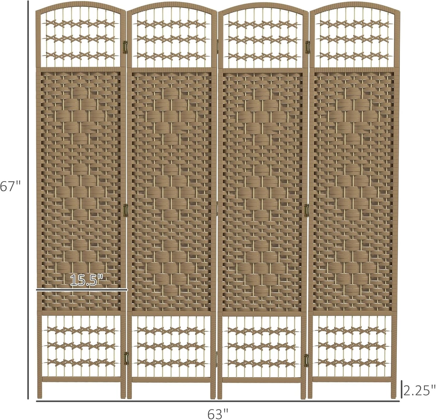 NicBex Room Divider 4 Panel Room Dividers with Woven Paper Design Partition Room Dividers and Folding Privacy Screens 5.6 FT Wall Divider for Office, Room Separation,63.6" W x 0.5" D x 67" H, Natural