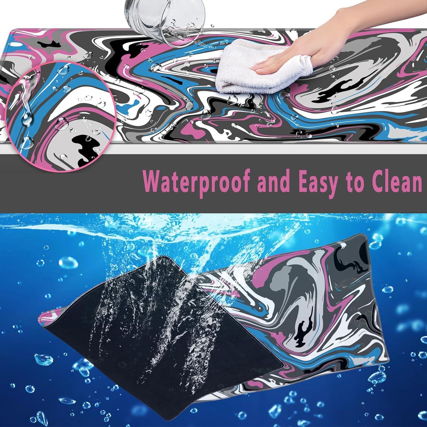 Large Gaming Mouse Pad with Non-Slip Base and Stitched Edges - Desk Mat for Keyboard and Mouse