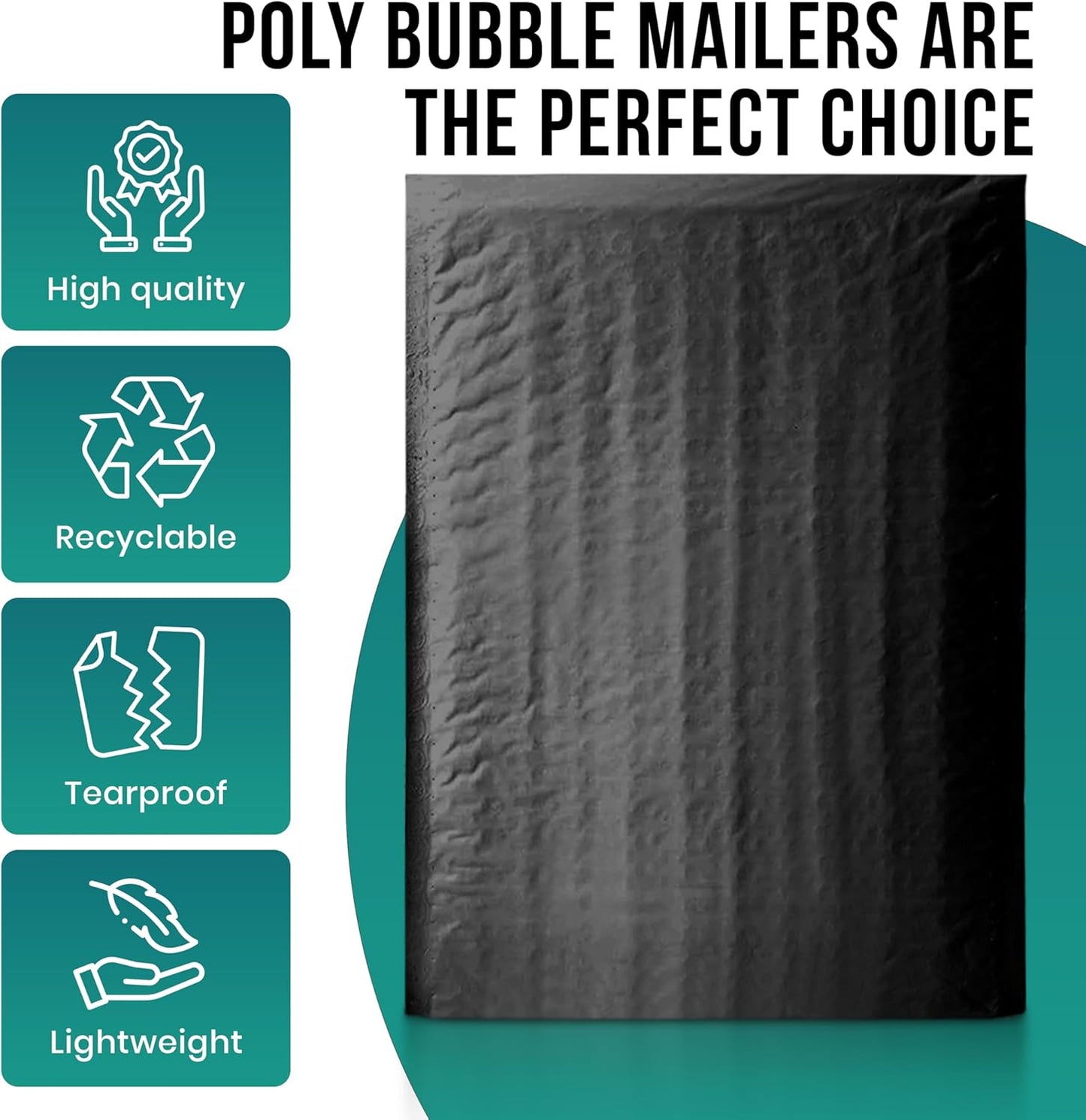 Levex - #000 4" x 8" [10 Pack] Black Poly Bubble Mailers, Padded Envelope Mailers, Packing Envelope & Mailing Bags for Shipping