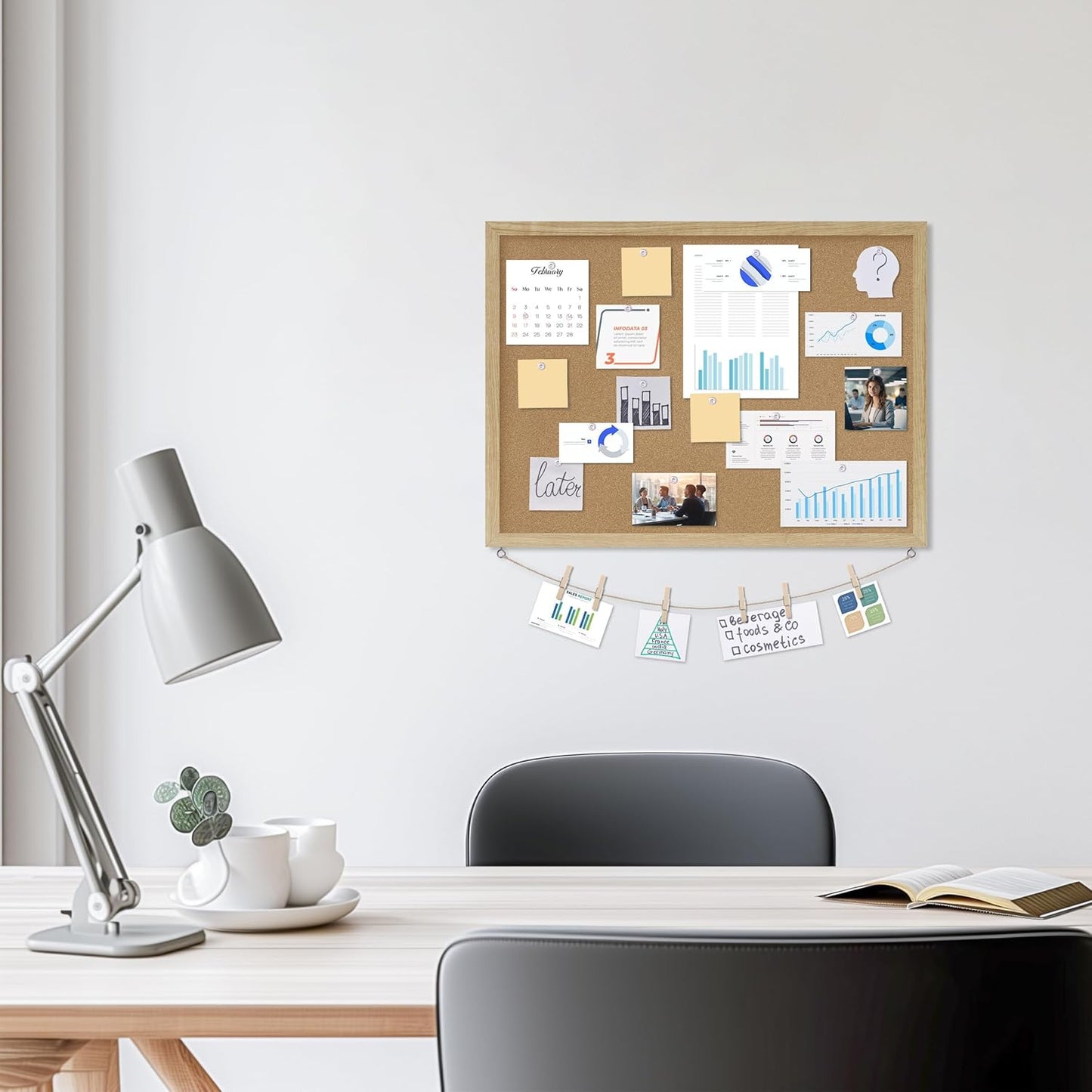 Cork Board Bulletin Board,23x17 Cork Board for Office with Pin Oak Wood Boards,Message Board or Vision Board Decoration.Board Wood 1Pack