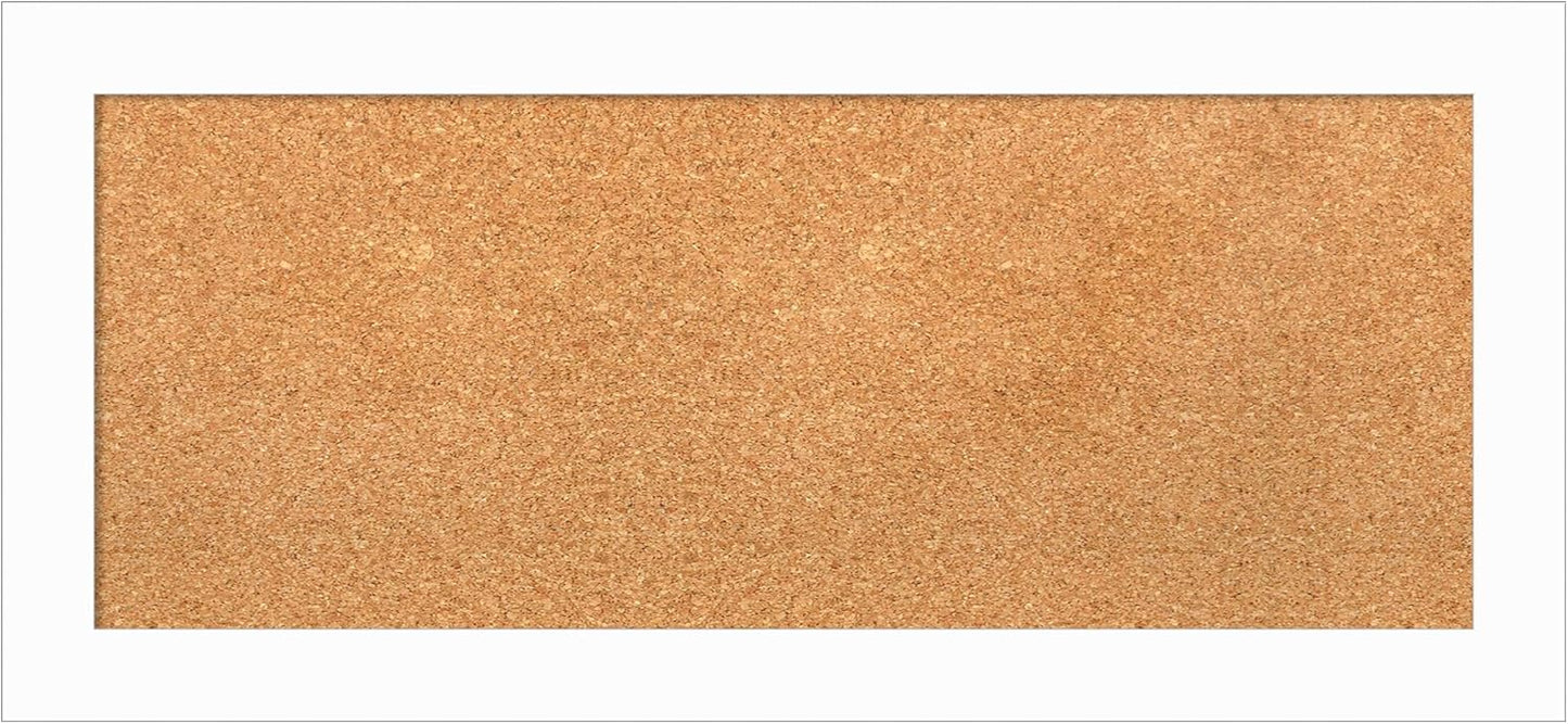 Amanti Art Natural Cork Board for Wall, 15x33 Vision Board with White Frame, Medium Corkboard Office Decor for Home Organization, Casual Corkboard Pinboard to Display Items for Home Organization in
