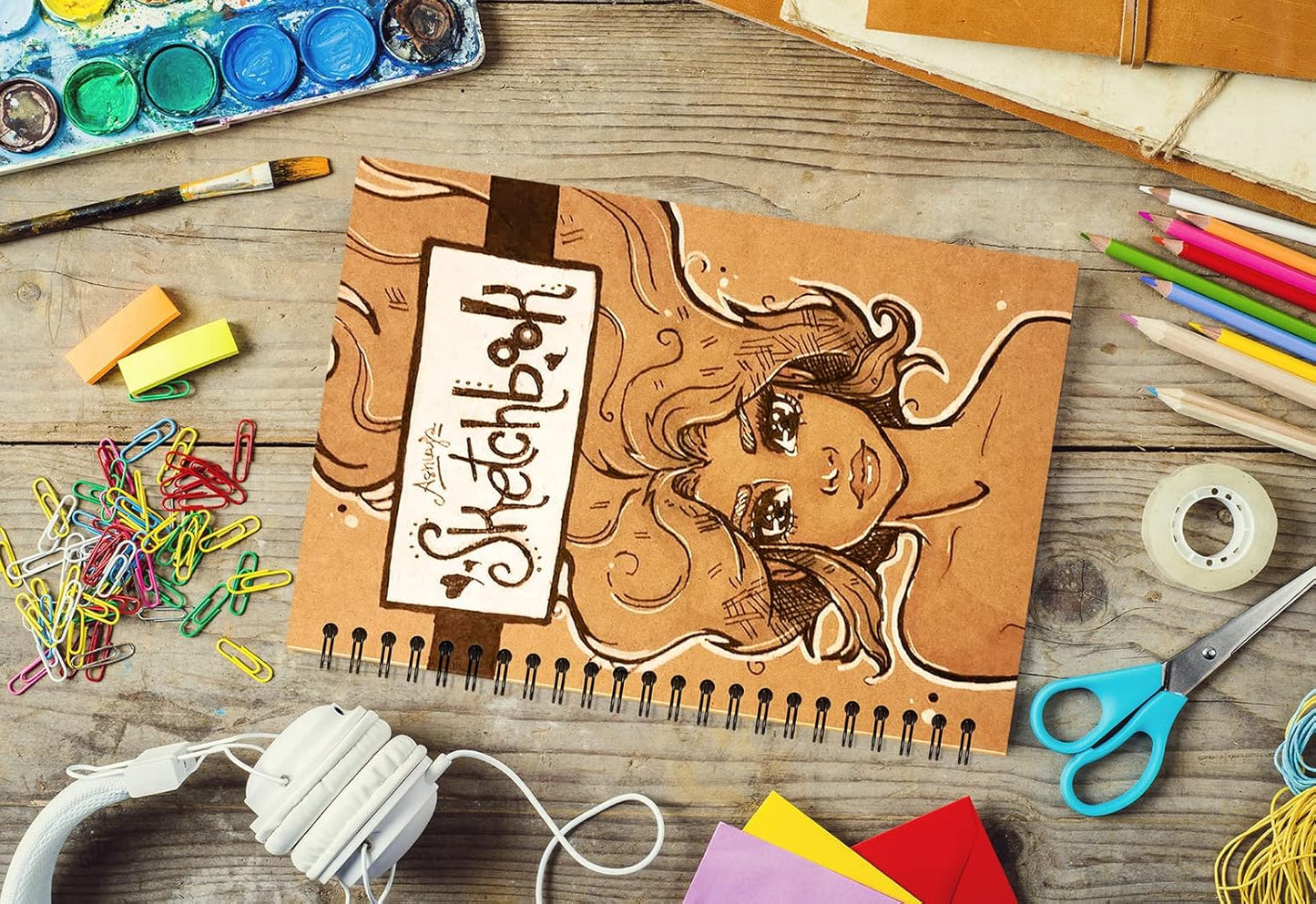 6 Pcs A5 Spiral Notebooks Journal with Kraft Cover, 5x8 Inches, Ruled Lined Paper, for Work, Sketches, Study, Notes Taking, Gifts, Brown (6 PCS(Lined))