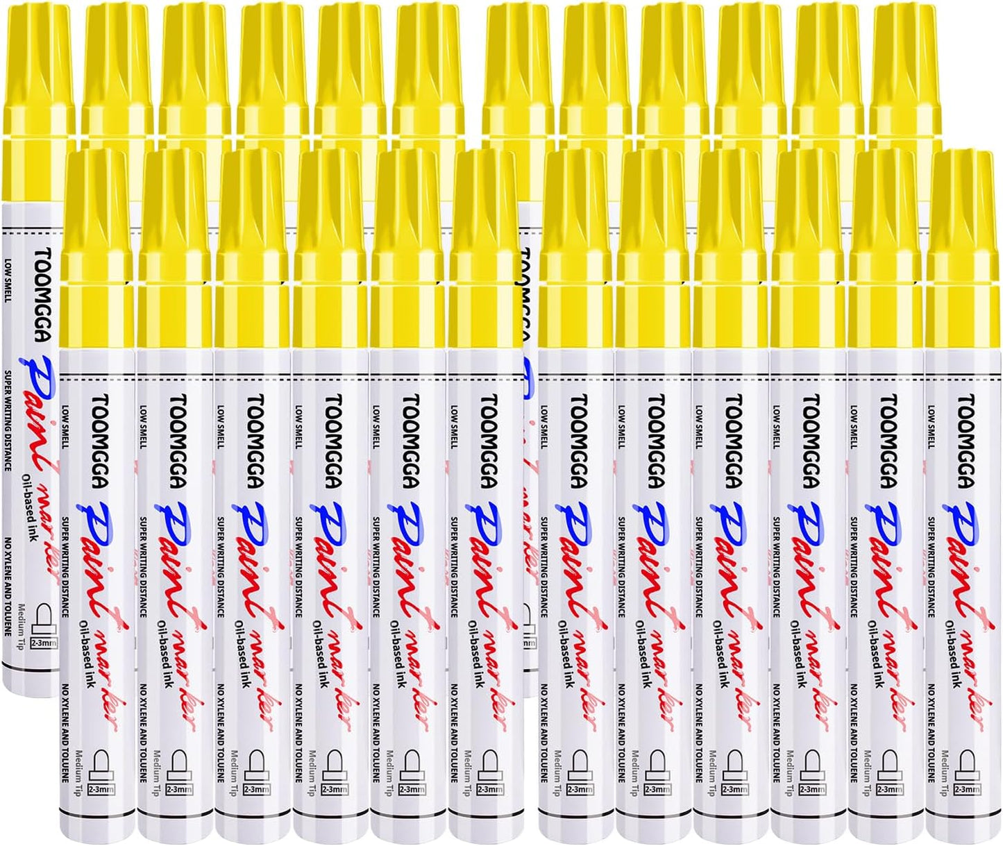 Yellow Paint Pens Permanent Paint Markers - 24 Pack Oil Based Marking Pens, Medium Point, Quick Drying and Waterproof for Rock Painting Car Tyre Metal, Plastic, Canvas, Wood, Glass
