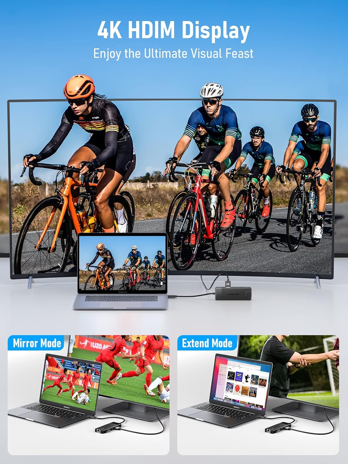 Lemorele USB C Hub Multiport Adapter 10-in-1 USB C Dongle for MacBook Pro Air, Gigabit Ethernet with 4K HDMI, 100W PD, USB 3.0 5Gbps Port, SD/TF Card Reader Adapter, Compatible for Windows/Mac/iPad…