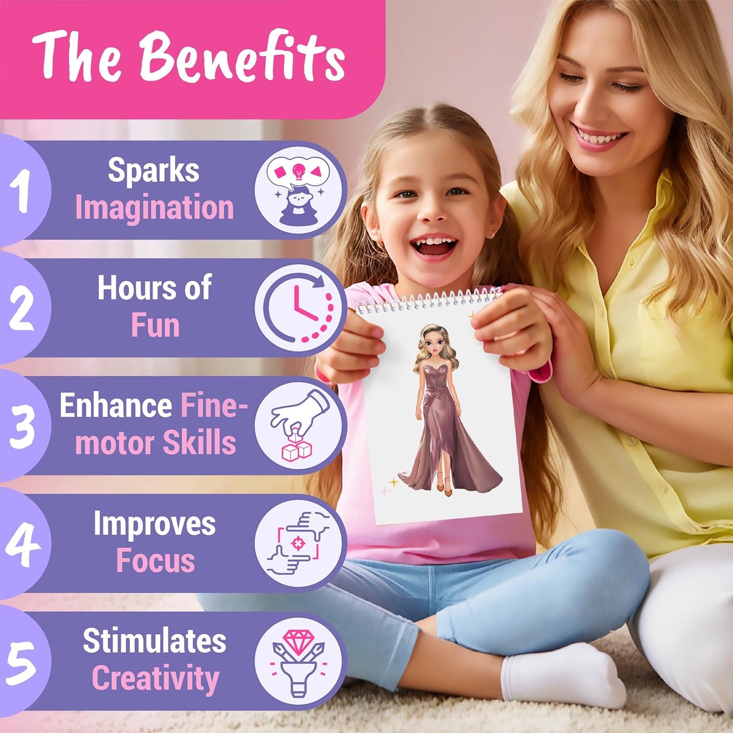 Fashion Glamour Sticker Dress Up Activity Book, 100+ Removable Stickers