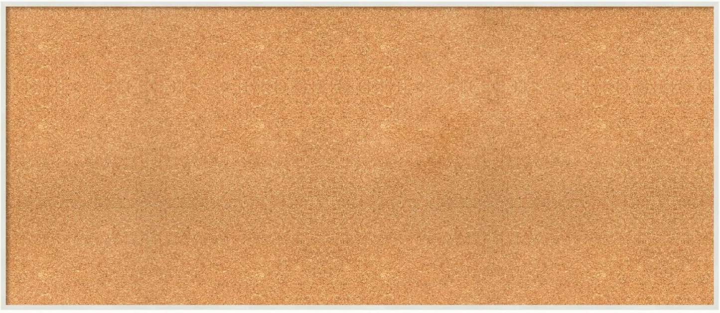 Amanti Art Natural Cork Board for Wall, 25x57 Vision Board with White Frame, Oversize Corkboard Office Decor for Home Organization, Modern Corkboard Pinboard to Display Items for Home Organization in