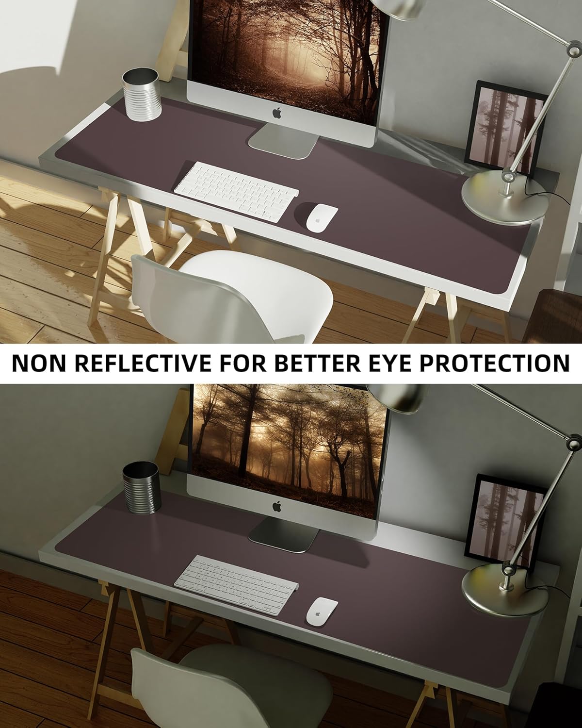 AFIING Leather Desk Pad Protector,Mouse Pad,Office Desk Mat, Non-Slip PU Leather Desk Blotter,Large desk mat,Waterproof Keyboard mat for Office/Home/Decor (Coffee,48"" x 17"")