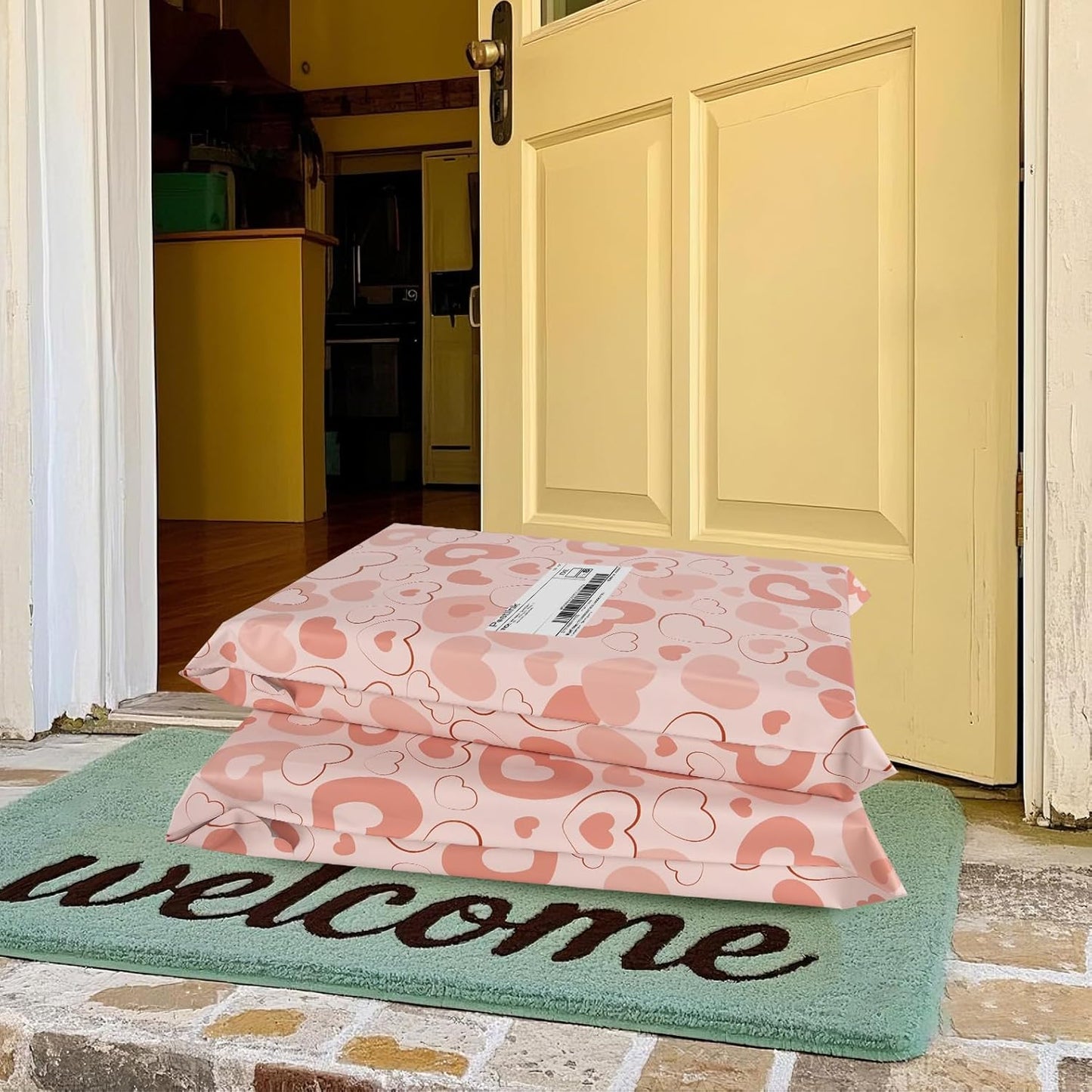 Pink Heart Poly Mailer 6x9 Inch 100 Pcs, Waterproof Shipping Bags for Clothing, Tear-Resistant Mailier Bags, Strong Mailing Bags with Self-Seal