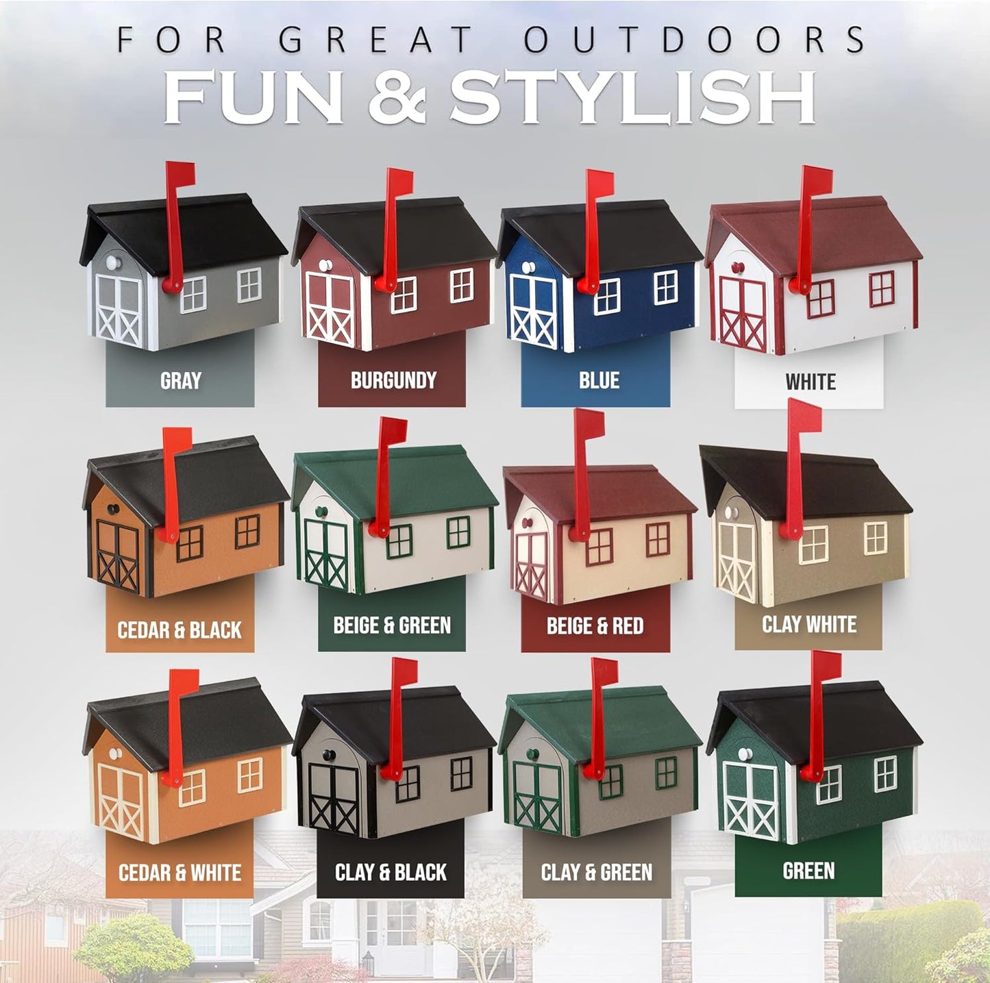 Peaceful Classics Poly Mailbox- Durable, Weather-Resistant Amish Craftsman Mailboxes for Outside Uses Like Front Yard and Road Side- Long-Lasting, Decorative, Modern Mailbox (Gray).