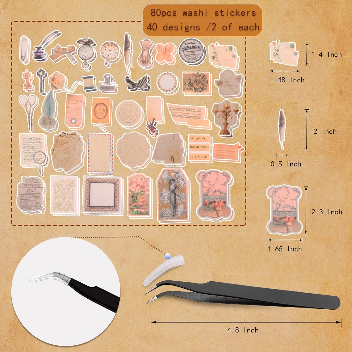 200Pcs Vintage Scrapbook Stickers, Aesthetic Junk Journal Stamping Supplies Kit, Scrapbooking Ephemera Washi Paper for Bullet Journaling Planners Diary Collage