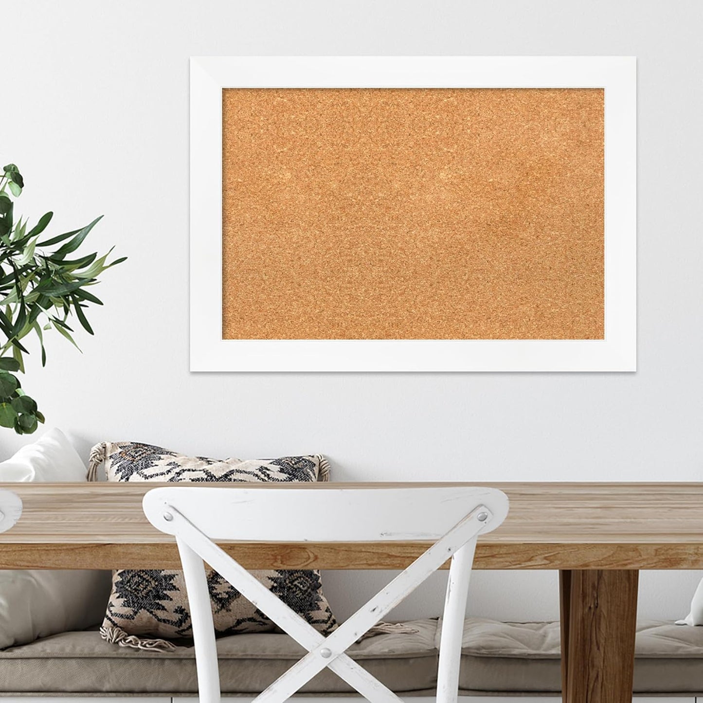 Amanti Art Natural Cork Board for Wall, 19x27 Vision Board with White Frame, Medium Corkboard Office Decor for Home Organization, Modern Corkboard Pinboard to Display Items for Home Organization in