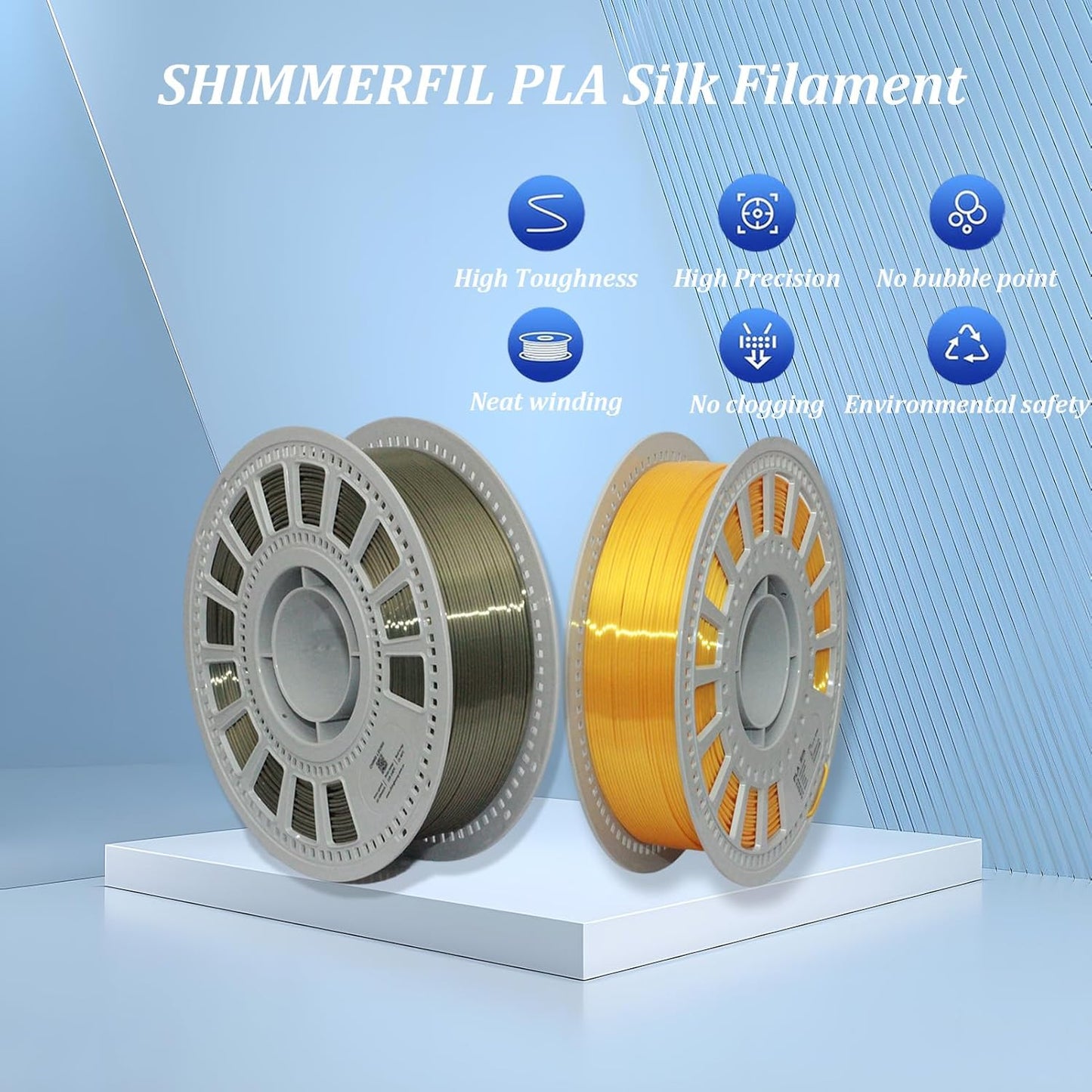 Silk Filament 1.75, Pla + Filament, 3D Printer Filament, Dimensional Accuracy +/- 0.03 Mm, 3D Printer Filament Silk, Pla Filament', Pla 1 Kg (2.2 Lbs), Fit Most FDM 3D Printers (Teal Gold)