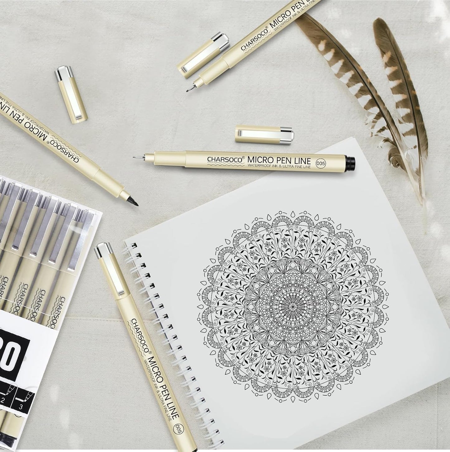 Black Micro Pens, 20 Sizes in 0.15mm - 5mm, Waterproof Archival Ink, Fine Point Pen for Artist Illustration, Sketching, Anime, Manga and Technical Drawing