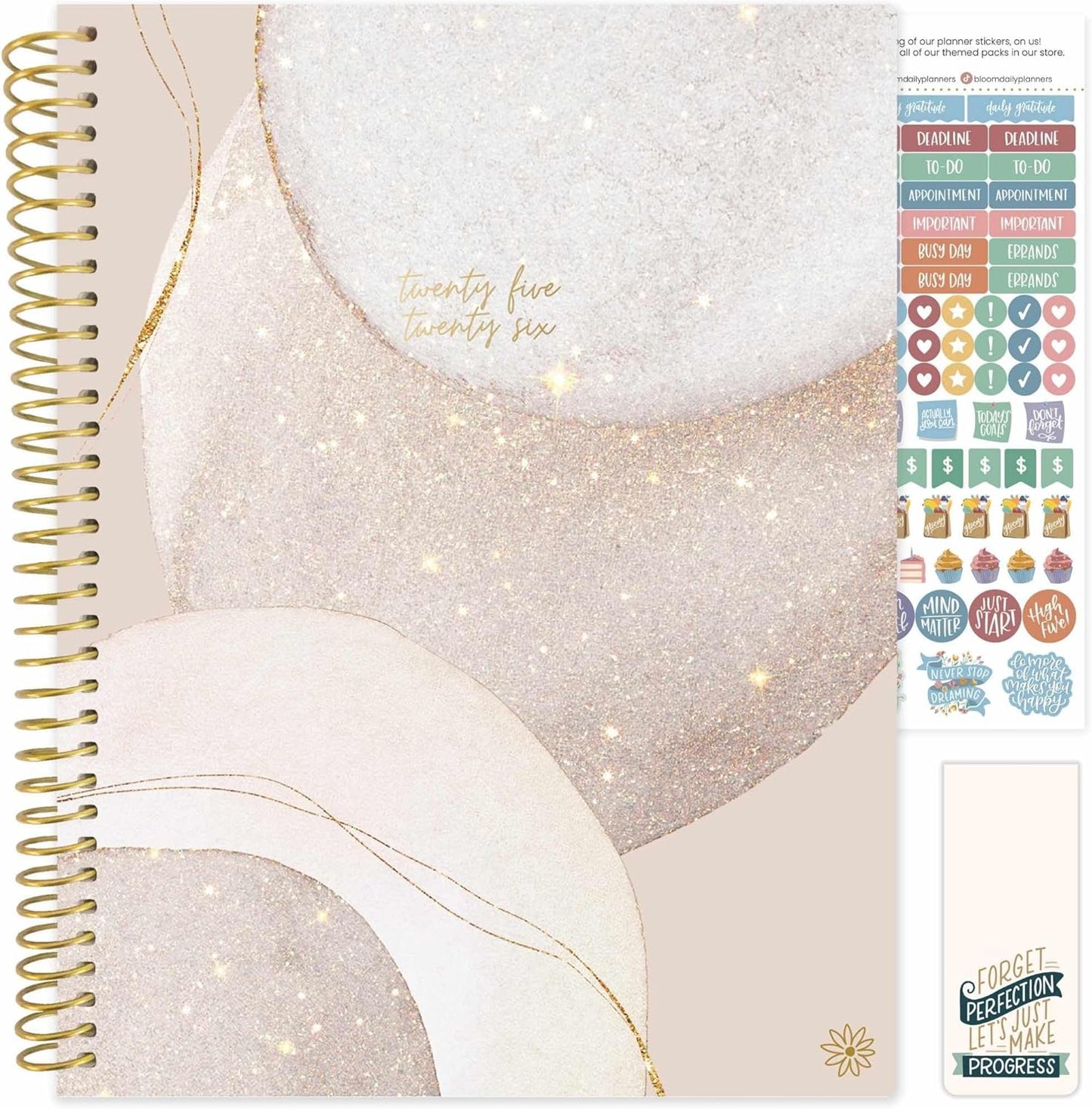 bloom daily planners 2025-2026 (8.5" x 11") Academic Year Day Planner (July 2025 - July 2026) - Aesthetic Weekly & Monthly Dated Agenda Organizer with Stickers - Brushed Beige