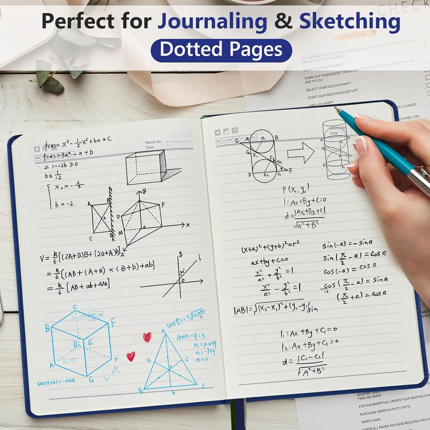 PERCUN Dotted Journal Notebook for Men & Women, 160 Pages Dot Grid notebook for Note Taking, Bullet Journaling Notebook for Work, School, Travel, Writing, A5 Hardcover 5.9" x 8.5"(Navy)