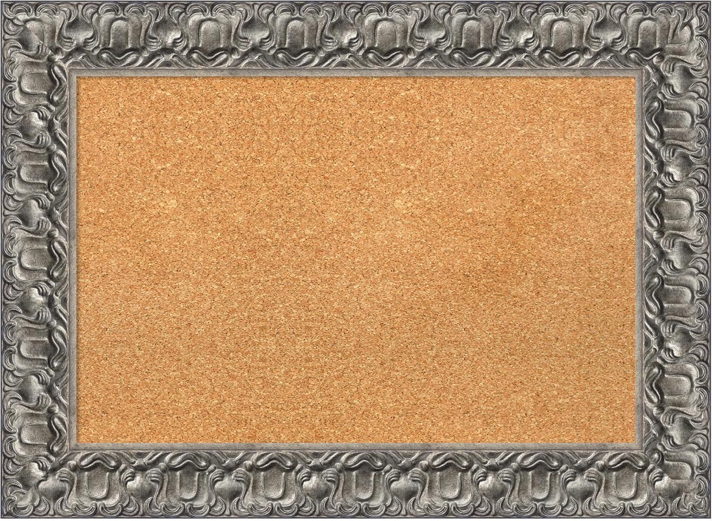 Amanti Art Natural Cork Board for Wall, 22x30 Vision Board with Silver Wood Frame, Medium Corkboard Office Decor for Home Organization, Traditional Corkboard Pinboard to Display Items for Home