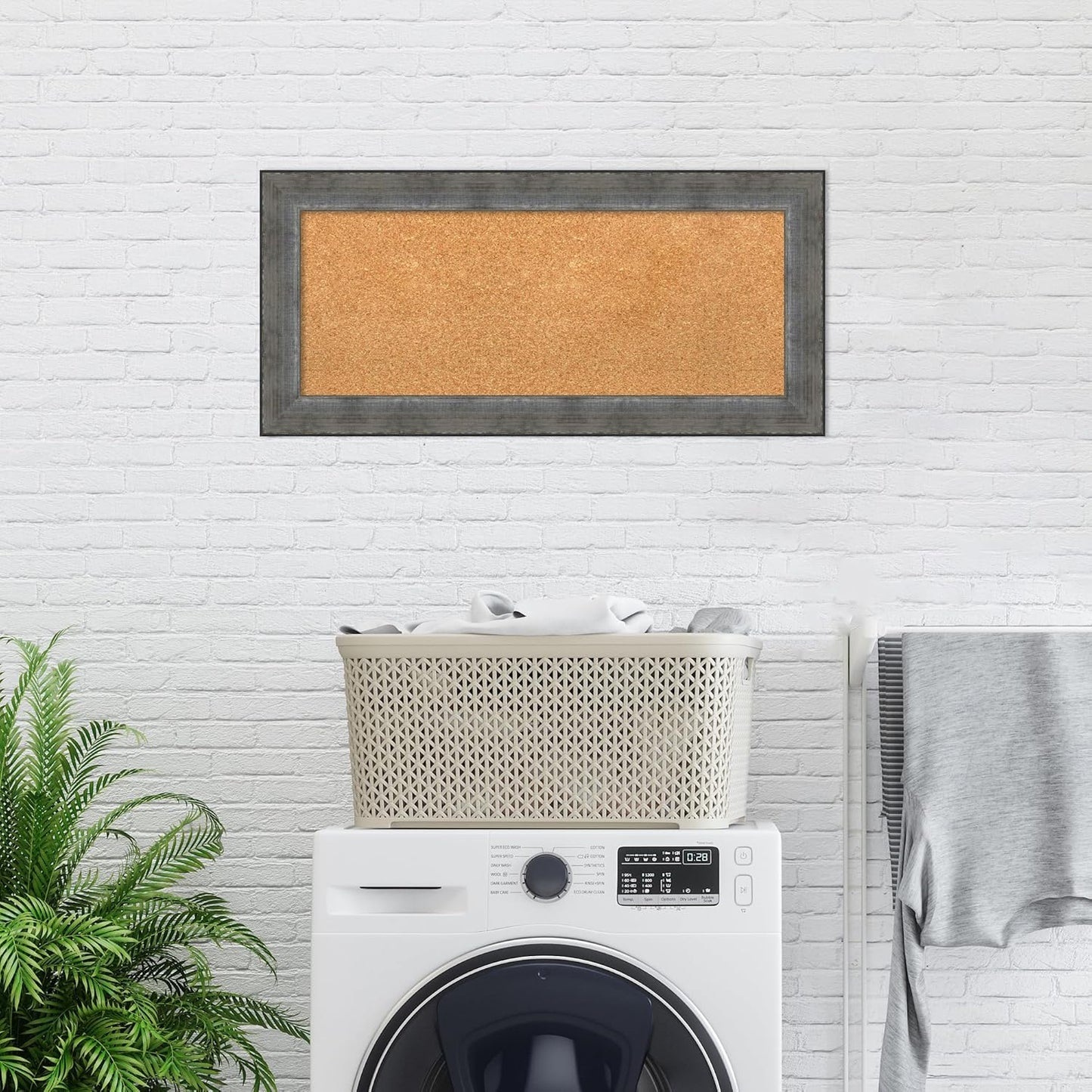 Amanti Art Natural Cork Board for Wall, 16x34 Vision Board with Silver Wood Frame, Medium Corkboard Office Decor for Home Organization, Casual Corkboard Pinboard to Display Items for Home